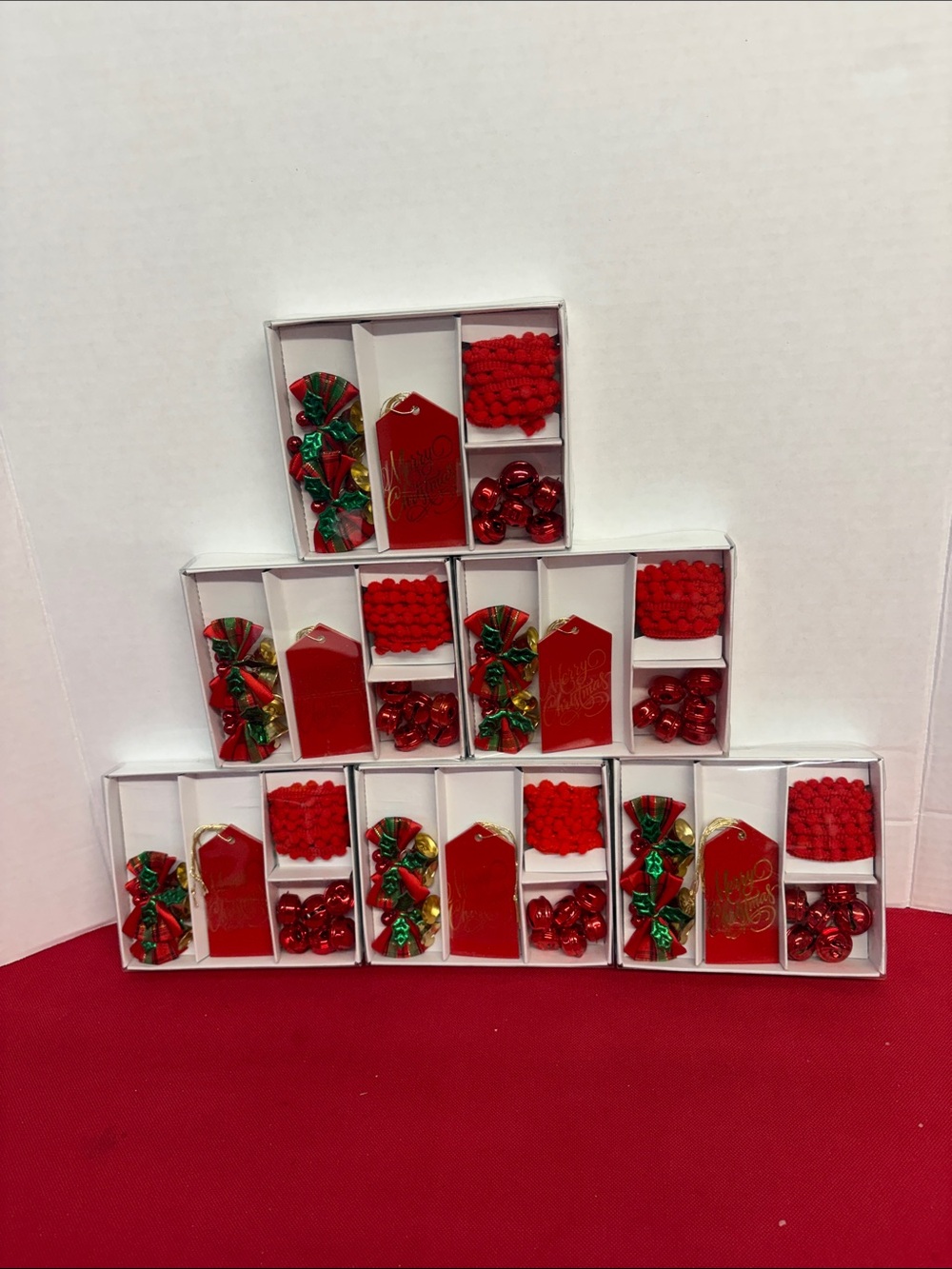 Lot of 6 Christmas Gift Tag Sets tags-bows-bells-ribbon